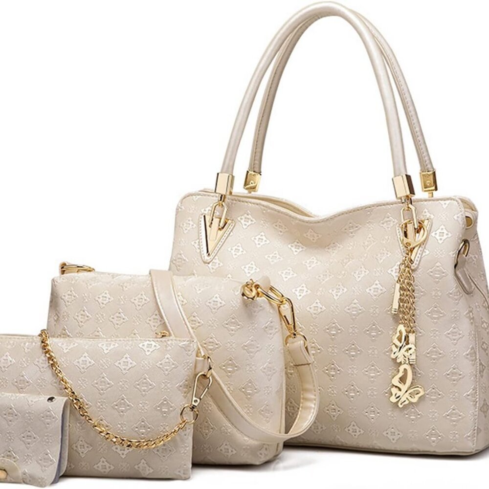 Women Fashion Handbags set 4pcs PU Leather shoulder Bags Tote Bags Wallets Butte